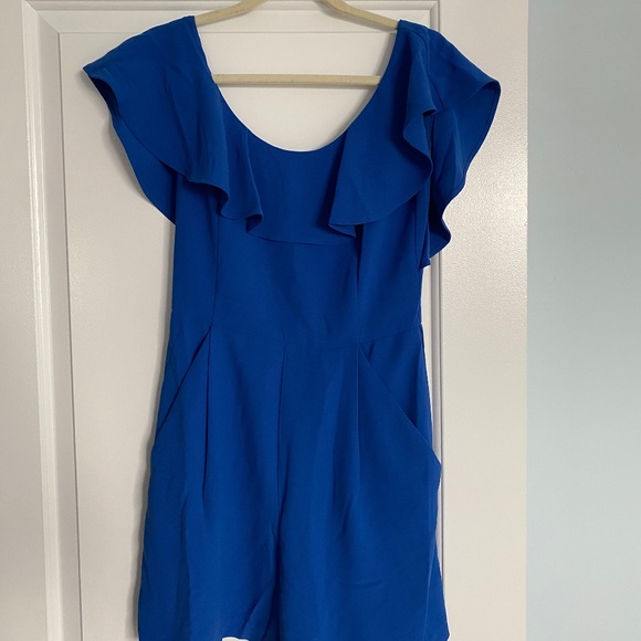 Blue Ruffle Sleeve Romper - Picture 1 of 2